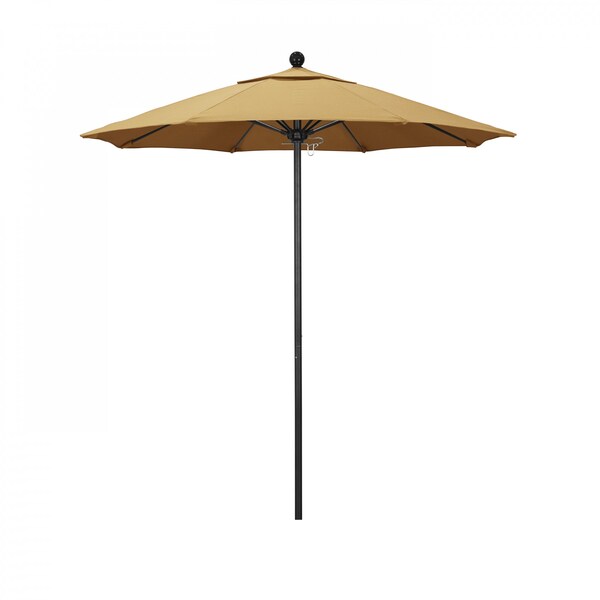 California Umbrella 7.5' Black Aluminum Market Patio Umbrella, Sunbrella Wheat 194061334362 - main